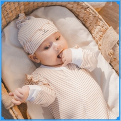 (1M-6M) Mũ nút thắt bé gái ASR1931ST Siro Stripy cho bé sơ sinh - Bubaby sơ sinh - Mũ Bubaby - Bao tay Bubaby