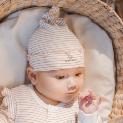 (1M-6M) Mũ nút thắt bé gái ASR1931ST Siro Stripy cho bé sơ sinh - Bubaby sơ sinh - Mũ Bubaby - Bao tay Bubaby