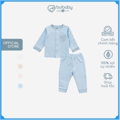 Bộ dài tay cài giữa cho bé sơ sinh vải sợi tre mểm mại - Bambus BBB110201 | Quần áo BuBaby chính hãng