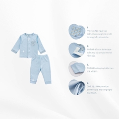 Bộ dài tay cài giữa cho bé sơ sinh vải sợi tre mểm mại - Bambus BBB110201 | Quần áo BuBaby chính hãng