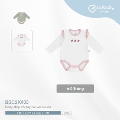 (1-12M) Bubaby Body chip dài tay cài vai Gloute BBC210103 - Bubaby sơ sinh