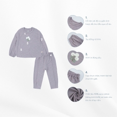 (12M-5Y) Bộ dài tay cổ tròn BCT110406 Cotton Slub Mimo cho bé trai, bé gái - Pure Cotton | Quần áo BU Baby chính hãng