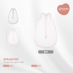 Túi ngủ cho bé sơ sinh, túi ngủ khoá giữa size 0-12M chất liệu muslin cao cấp BuBaby AMU451100