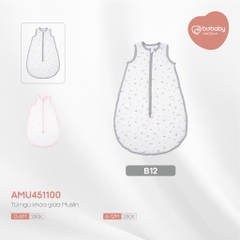 Túi ngủ cho bé sơ sinh, túi ngủ khoá giữa size 0-12M chất liệu muslin cao cấp BuBaby AMU451100