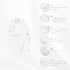 (NB - Blue) Bộ dài tay cài chéo Iconic sợi tre co giãn thoải mái thuận tiện cho bé BuBaby BBB1108NS - Quần áo BuBaby