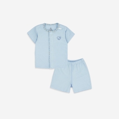 (1-3M-Blue) Bộ ngắn tay cài giữa Iconic co giãn thoải mái thuận tiện cho bé yêu BuBaby BBB1302NS | Quần áo BuBaby