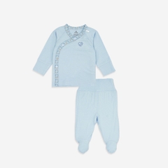 (NB - Blue) Bộ dài tay cài chéo Iconic sợi tre co giãn thoải mái thuận tiện cho bé BuBaby BBB1108NS - Quần áo BuBaby