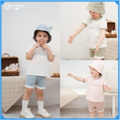 (6M-5Y) Bộ quần áo ngắn tay cổ tròn Muda Bubaby cho bé trai, Bu baby bé gái - Kyomi BBC1304MD