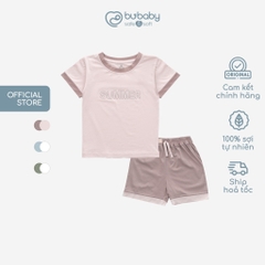 (6M-5Y) Bộ quần áo ngắn tay cổ tròn Muda Bubaby cho bé trai, Bu baby bé gái - Kyomi BBC1304MD