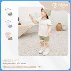 (6M-5Y) Bộ quần áo ngắn tay cổ tròn Muda Bubaby cho bé trai, Bu baby bé gái - Kyomi BBC1304MD