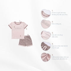 (6M-5Y) Bộ quần áo ngắn tay cổ tròn Muda Bubaby cho bé trai, Bu baby bé gái - Kyomi BBC1304MD