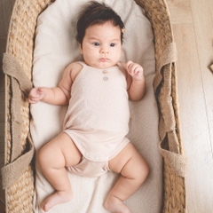 (1M-12M) Bộ đồ liên thân 2 dây sơ sinh BSR250001 - Bu baby sơ sinh -Quần áo BU Baby  Siro