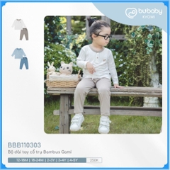 (1Y-5Y) Bộ dài tay cổ trụ BBB110303 Bambus Gami - Bu baby bé gái - Bu baby bé trai - Quần áo BU Baby