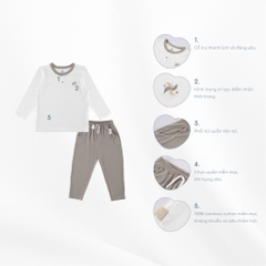 (1Y-5Y) Bộ dài tay cổ trụ BBB110303 Bambus Gami - Bu baby bé gái - Bu baby bé trai - Quần áo BU Baby