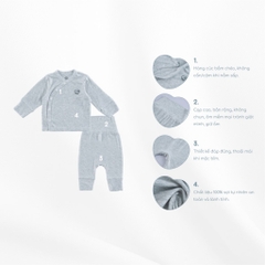 (0-3M)  Bộ dài tay cài chéo BSR110803 Siro cho bé sơ sinh - BU Baby sơ sinh - Quần áo Bu baby