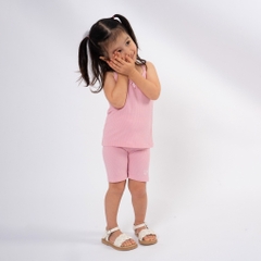 (1Y-4Y) BU Baby - Bộ Quần Áo Hè cho bé gái, Bộ 2 Dây bé gái vải Sợi Gỗ Sồi Molist, Bộ Cộc BU Chính Hãng BMD153102