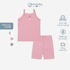(1Y-4Y) BU Baby - Bộ Quần Áo Hè cho bé gái, Bộ 2 Dây bé gái vải Sợi Gỗ Sồi Molist, Bộ Cộc BU Chính Hãng BMD153102