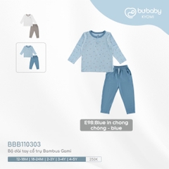 (1Y-5Y) Bộ dài tay cổ trụ BBB110303 Bambus Gami - Bu baby bé gái - Bu baby bé trai - Quần áo BU Baby