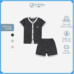 Bộ ngắn tay cài giữa cho bé sơ sinh từ 1 đến 12 tháng chất vải thoải mái, co giãn  - Siro BSR130201 | Quần áo BuBaby ch