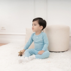 (6M-3Y-Xanh bạc hà) Bộ quần áo dài tay cổ trụ BuBaby cho bé chất liệu sợi gỗ sồi - Molist BMD110300 BPN110301