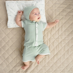 Bộ ngắn tay cài giữa cho bé sơ sinh từ 1 đến 12 tháng chất vải thoải mái, co giãn  - Siro BSR130201 | Quần áo BuBaby ch