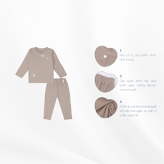 (6M-3Y-Xanh bạc hà) Bộ quần áo dài tay cổ trụ BuBaby cho bé chất liệu sợi gỗ sồi - Molist BMD110300 BPN110301