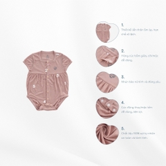(1M-12M) Bộ đồ liền thân ngắn tay cài giữa Siro BSR230201 BSR230202 -  Bu baby sơ sinh - Bu baby cho bé Quần áo BU Baby
