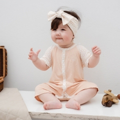 (1-3M-Hồng) Body ngắn tay cài giữa Bambus Iconic cho bé Bu baby sơ sinh - Bambus BBB2302IN