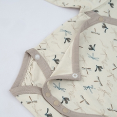 (NB-3M) Bộ đồ liền thân dài tay cài chéo Dona BBB2108DN cho bé sơ sinh  - Bambus | Quần áo BU Baby