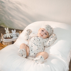 (NB-3M) Bộ đồ liền thân dài tay cài chéo Dona BBB2108DN cho bé sơ sinh  - Bambus | Quần áo BU Baby