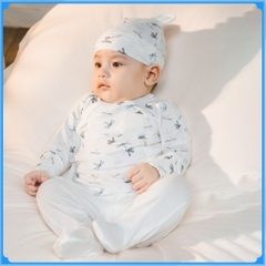 (NB-3M) Bộ quần áo dài tay cài chéo BBB1108TN Túi ngực Dona cho bé sơ sinh - Bambus | Quần áo BU Baby