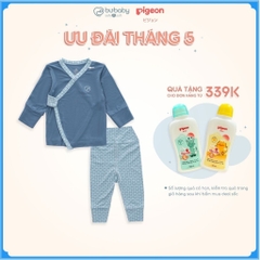 Bộ dài tay cài chéo Bambus Iconic từ NB đến 3 tháng vải sợi tre mểm mại - Bambus BBB1301NS | Quần áo BuBaby chính hãng