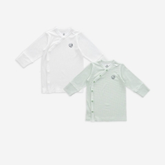 (0-3M) Set 2 áo dài tay cài chéo cho bé sơ sinh - Bu baby sơ sinh Quần áo BuBaby Siro BSR310801