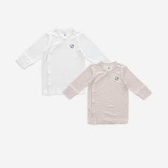 (0-3M) Set 2 áo dài tay cài chéo cho bé sơ sinh - Bu baby sơ sinh Quần áo BuBaby Siro BSR310801