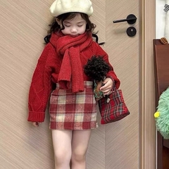 Đồ đôi mẹ và bé gái set đồ Áo len vặn thừng cùng chân váy dạ có lót cho mẹ và bé mặc 2 kiểu dáng sành điệu