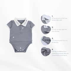 (3M-12M) Bodychip cổ Polo cho bé trai, bé gái sơ sinh - Bu baby sơ sinh Ponie BPN200300