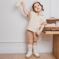 (18M-24M) Bộ quần áo ngắn tay cổ tròn có túi ngực BBC1304TN- Bu baby bé trai - Bu baby bé gái