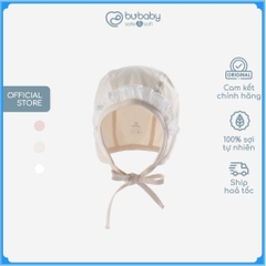Mũ buộc dây Bonnet Mimo nhún bèo sơ sinh dành cho bé gái - BU Modal Cotton ABC194300 | Phụ kiện BuBaby chính hãng
