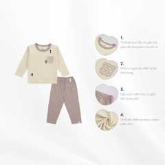 (6M-5Y) Bộ quần áo dài tay cổ tròn BBC110402 Iconic Bu baby bé trai - Bu baby bé gái - Signature  | Quần áo Bu baby