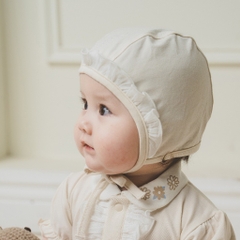 Mũ buộc dây Bonnet Mimo nhún bèo sơ sinh dành cho bé gái - BU Modal Cotton ABC194300 | Phụ kiện BuBaby chính hãng