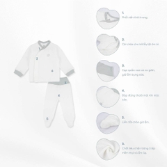 Bộ quần áo dài tay cài chéo liền tất chân chần bông - BU Quilted BBS110800 | Quần áo BuBaby chính hãng