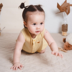 (1M-12M) Bộ đồ liền thân sát nách cài giữa cho bé sơ sinh BBB240200 - Bu baby sơ sinh - Quần áo BU Baby Bambus