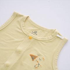 (1M-12M) Bộ đồ liền thân sát nách cài giữa cho bé sơ sinh BBB240200 - Bu baby sơ sinh - Quần áo BU Baby Bambus