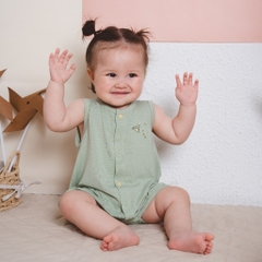 (1M-12M) Bộ đồ liền thân sát nách cài giữa cho bé sơ sinh BBB240200 - Bu baby sơ sinh - Quần áo BU Baby Bambus