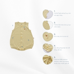 (1M-12M) Bộ đồ liền thân sát nách cài giữa cho bé sơ sinh BBB240200 - Bu baby sơ sinh - Quần áo BU Baby Bambus