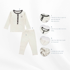 Bộ dài tay cổ trụ chất liệu mỏng nhẹ cho bé chất liệu Siro Cotton mềm mại BSR110300 | Quần áo BuBaby chính hãng