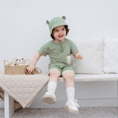 (6M-3Y) Bộ quần áo ngắn tay cài vai Túi ốp Muda - Bu baby bé trai - Bu baby bé gái -Quần áo Bu baby- Bamco BBC1301A1