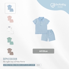 (6M-5Y) Bộ quần áo ngắn tay cổ Polo cho bé chất liệu sợi tre và bông hữu cơ - Quần áo Bu baby Ponie BPN130308