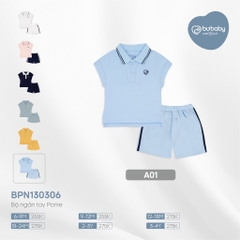 (6M-4Y) Bộ quần áo polo bé trai, bé gái, bộ polo cộc tay BU Baby đáng yêu phối màu cổ BPN130306 | Quần áo BU Baby