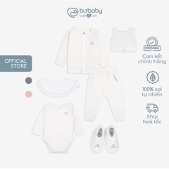 Set quà tặng cao cấp dành cho bé 100% sợi tự nhiên - Kèm hộp quà tặng bubaby - Set quà sơ sinh Bubaby - Gift Set Bubaby